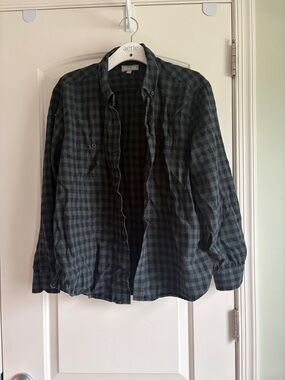 A&F Men's Green Plaid Button-Down Shirt